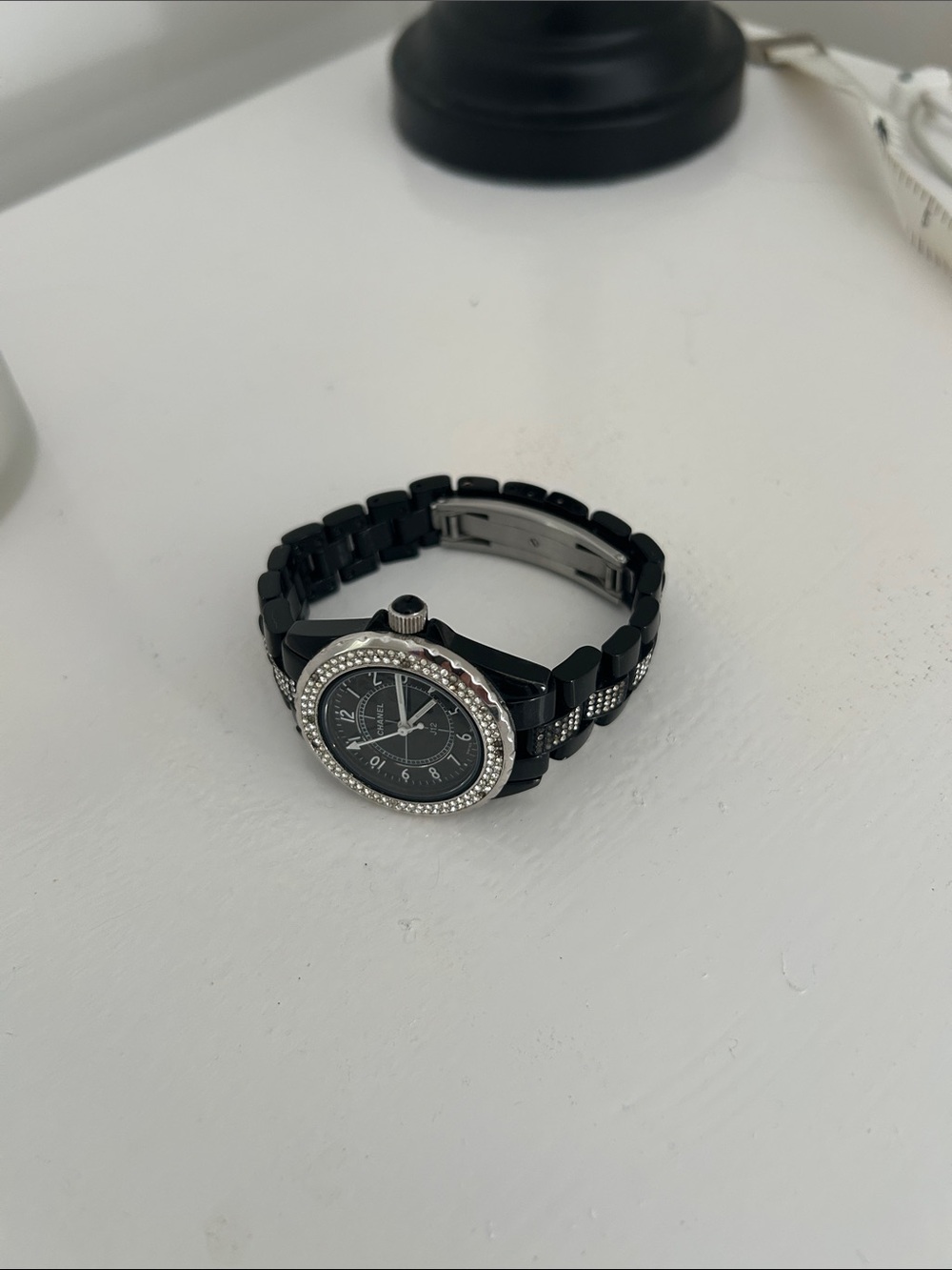 CHANEL Black Ceramic Watch with Crystal Accent - Picture 6 of 7